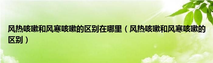 風熱咳嗽和風寒咳嗽的區(qū)別在哪里（風熱咳嗽和風寒咳嗽的區(qū)別）