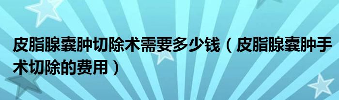 皮脂腺囊腫切除術(shù)需要多少錢（皮脂腺囊腫手術(shù)切除的費用）