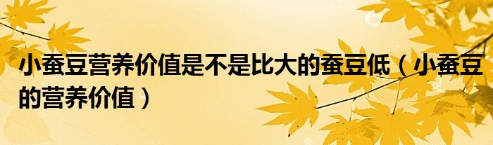 小蠶豆營養(yǎng)價值是不是比大的蠶豆低（小蠶豆的營養(yǎng)價值）