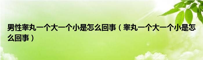 男性睪丸一個大一個小是怎么回事（睪丸一個大一個小是怎么回事）