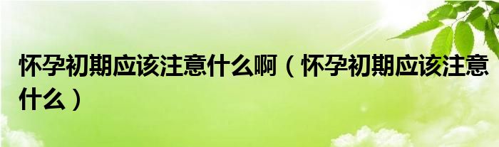 懷孕初期應(yīng)該注意什么?。☉言谐跗趹?yīng)該注意什么）