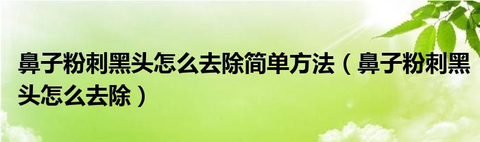 鼻子粉刺黑頭怎么去除簡單方法（鼻子粉刺黑頭怎么去除）