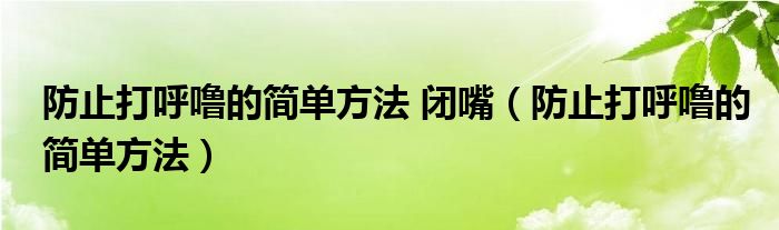 防止打呼嚕的簡單方法 閉嘴（防止打呼嚕的簡單方法）