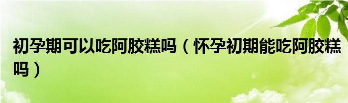 初孕期可以吃阿膠糕嗎（懷孕初期能吃阿膠糕嗎）