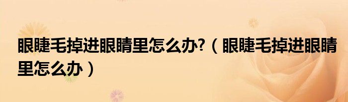 眼睫毛掉進(jìn)眼睛里怎么辦?（眼睫毛掉進(jìn)眼睛里怎么辦）