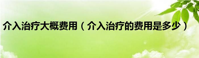 介入治療大概費用（介入治療的費用是多少）