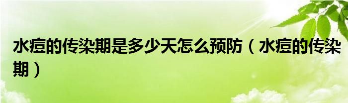 水痘的傳染期是多少天怎么預(yù)防（水痘的傳染期）