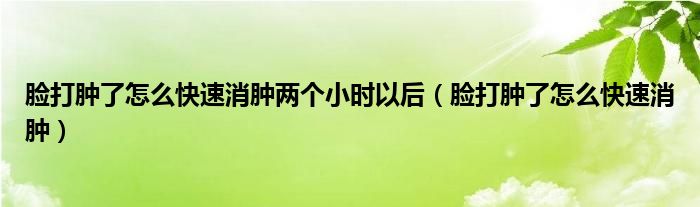 臉打腫了怎么快速消腫兩個(gè)小時(shí)以后（臉打腫了怎么快速消腫）