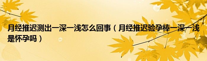 月經(jīng)推遲測(cè)出一深一淺怎么回事（月經(jīng)推遲驗(yàn)孕棒一深一淺是懷孕嗎）