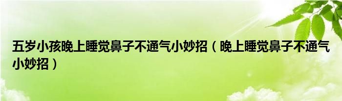 五歲小孩晚上睡覺鼻子不通氣小妙招（晚上睡覺鼻子不通氣小妙招）