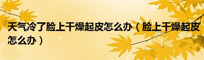 天氣冷了臉上干燥起皮怎么辦（臉上干燥起皮怎么辦）