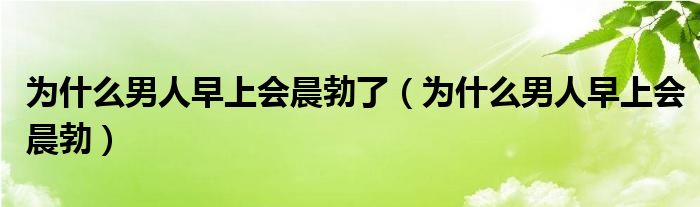 為什么男人早上會晨勃了（為什么男人早上會晨勃）