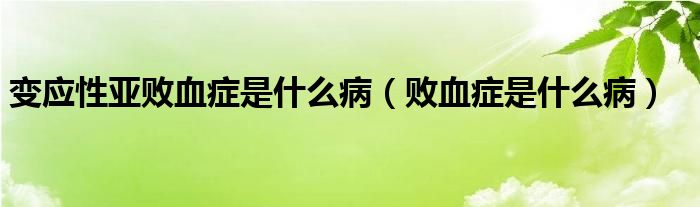 變應(yīng)性亞敗血癥是什么?。〝⊙Y是什么病）