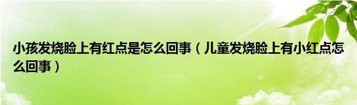 小孩發(fā)燒臉上有紅點(diǎn)是怎么回事（兒童發(fā)燒臉上有小紅點(diǎn)怎么回事）