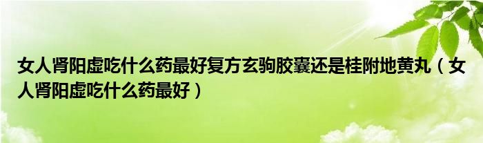 女人腎陽虛吃什么藥最好復(fù)方玄駒膠囊還是桂附地黃丸（女人腎陽虛吃什么藥最好）