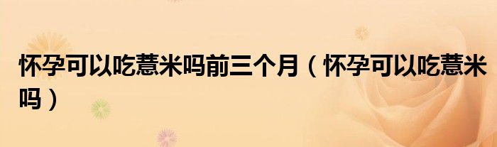 懷孕可以吃薏米嗎前三個(gè)月（懷孕可以吃薏米嗎）