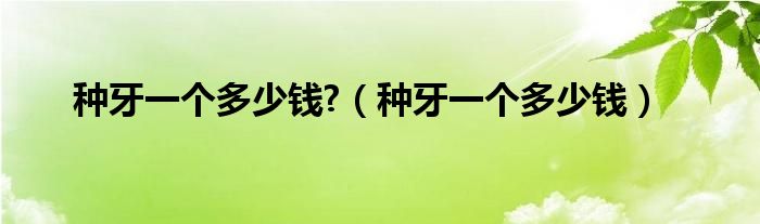 種牙一個(gè)多少錢?（種牙一個(gè)多少錢）