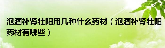 泡酒補腎壯陽用幾種什么藥材（泡酒補腎壯陽藥材有哪些）