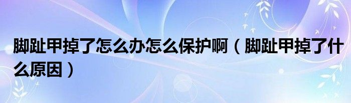 腳趾甲掉了怎么辦怎么保護?。_趾甲掉了什么原因）