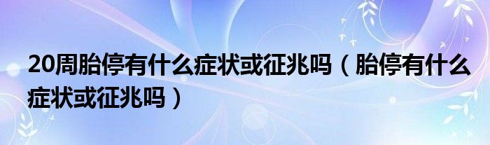 20周胎停有什么癥狀或征兆嗎（胎停有什么癥狀或征兆嗎）