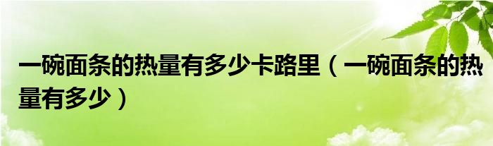 一碗面條的熱量有多少卡路里（一碗面條的熱量有多少）