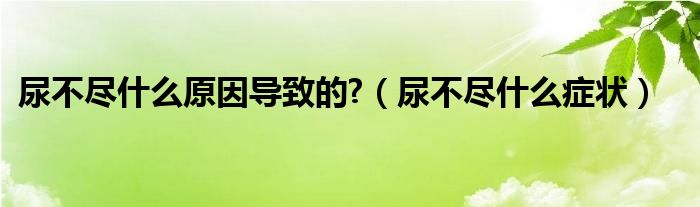 尿不盡什么原因?qū)е碌?（尿不盡什么癥狀）