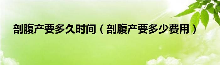 剖腹產(chǎn)要多久時(shí)間（剖腹產(chǎn)要多少費(fèi)用）