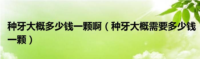 種牙大概多少錢(qián)一顆?。ǚN牙大概需要多少錢(qián)一顆）