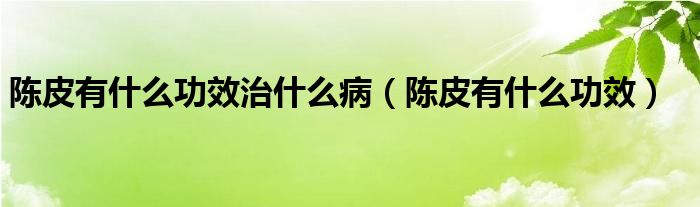 陳皮有什么功效治什么病（陳皮有什么功效）