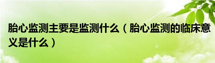 胎心監(jiān)測(cè)主要是監(jiān)測(cè)什么（胎心監(jiān)測(cè)的臨床意義是什么）