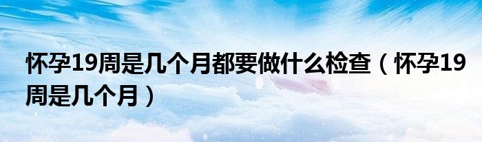 懷孕19周是幾個月都要做什么檢查（懷孕19周是幾個月）