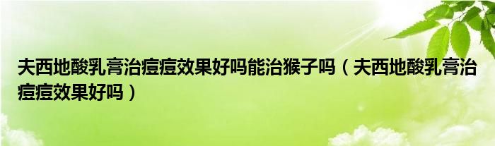 夫西地酸乳膏治痘痘效果好嗎能治猴子嗎（夫西地酸乳膏治痘痘效果好嗎）