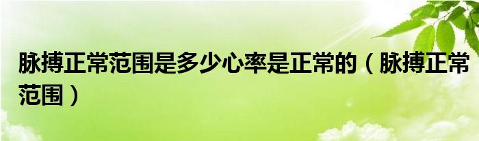 脈搏正常范圍是多少心率是正常的（脈搏正常范圍）