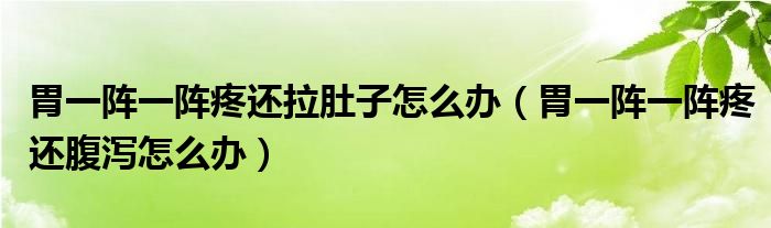 胃一陣一陣疼還拉肚子怎么辦（胃一陣一陣疼還腹瀉怎么辦）