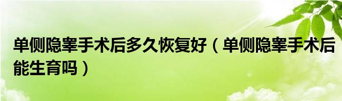 單側(cè)隱睪手術(shù)后多久恢復(fù)好（單側(cè)隱睪手術(shù)后能生育嗎）