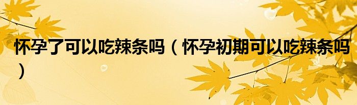 懷孕了可以吃辣條嗎（懷孕初期可以吃辣條嗎）