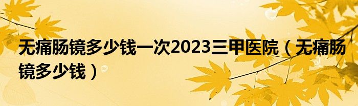 無痛腸鏡多少錢一次2023三甲醫(yī)院（無痛腸鏡多少錢）