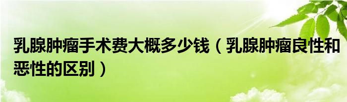 乳腺腫瘤手術(shù)費(fèi)大概多少錢（乳腺腫瘤良性和惡性的區(qū)別）