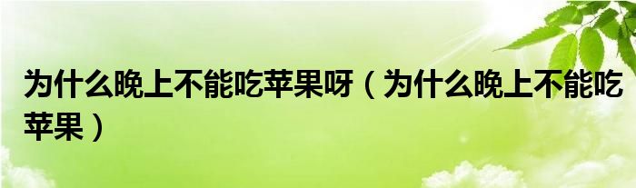 為什么晚上不能吃蘋果呀（為什么晚上不能吃蘋果）