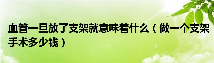 血管一旦放了支架就意味著什么（做一個支架手術(shù)多少錢）