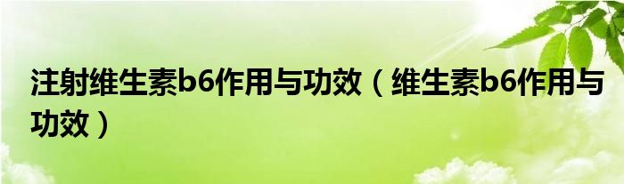 注射維生素b6作用與功效（維生素b6作用與功效）