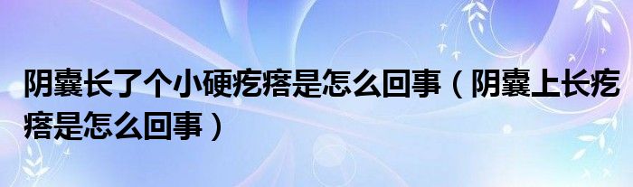 陰囊長了個小硬疙瘩是怎么回事（陰囊上長疙瘩是怎么回事）