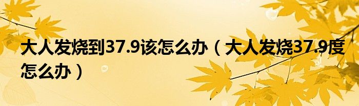 大人發(fā)燒到37.9該怎么辦（大人發(fā)燒37.9度怎么辦）