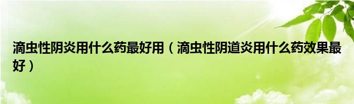 滴蟲性陰炎用什么藥最好用（滴蟲性陰道炎用什么藥效果最好）