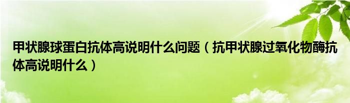 甲狀腺球蛋白抗體高說(shuō)明什么問(wèn)題（抗甲狀腺過(guò)氧化物酶抗體高說(shuō)明什么）