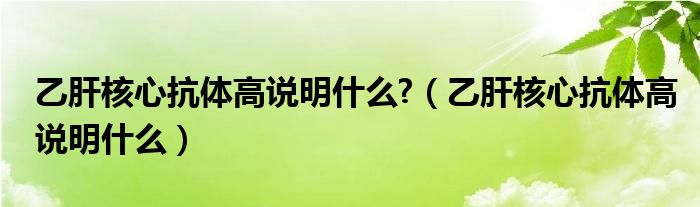 乙肝核心抗體高說明什么?（乙肝核心抗體高說明什么）