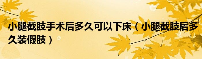 小腿截肢手術(shù)后多久可以下床（小腿截肢后多久裝假肢）