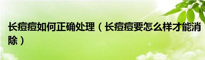 長痘痘如何正確處理（長痘痘要怎么樣才能消除）