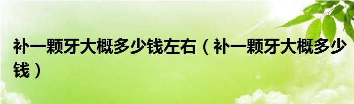 補(bǔ)一顆牙大概多少錢左右（補(bǔ)一顆牙大概多少錢）