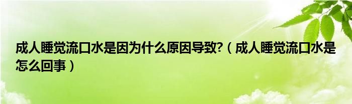 成人睡覺流口水是因為什么原因?qū)е?（成人睡覺流口水是怎么回事）